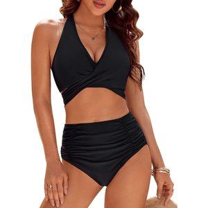 Blooming Jelly Womens Tummy Control Bathing Suits Modest High Waisted two piece.